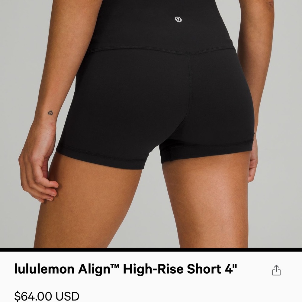 Lululemon Align High Rise Shorts 4”